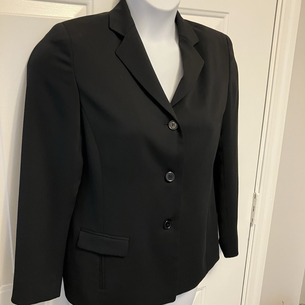 Yansi Fugel Size 8 Luxe Black Blazer Jacket Women's Lagenlook Office Classic